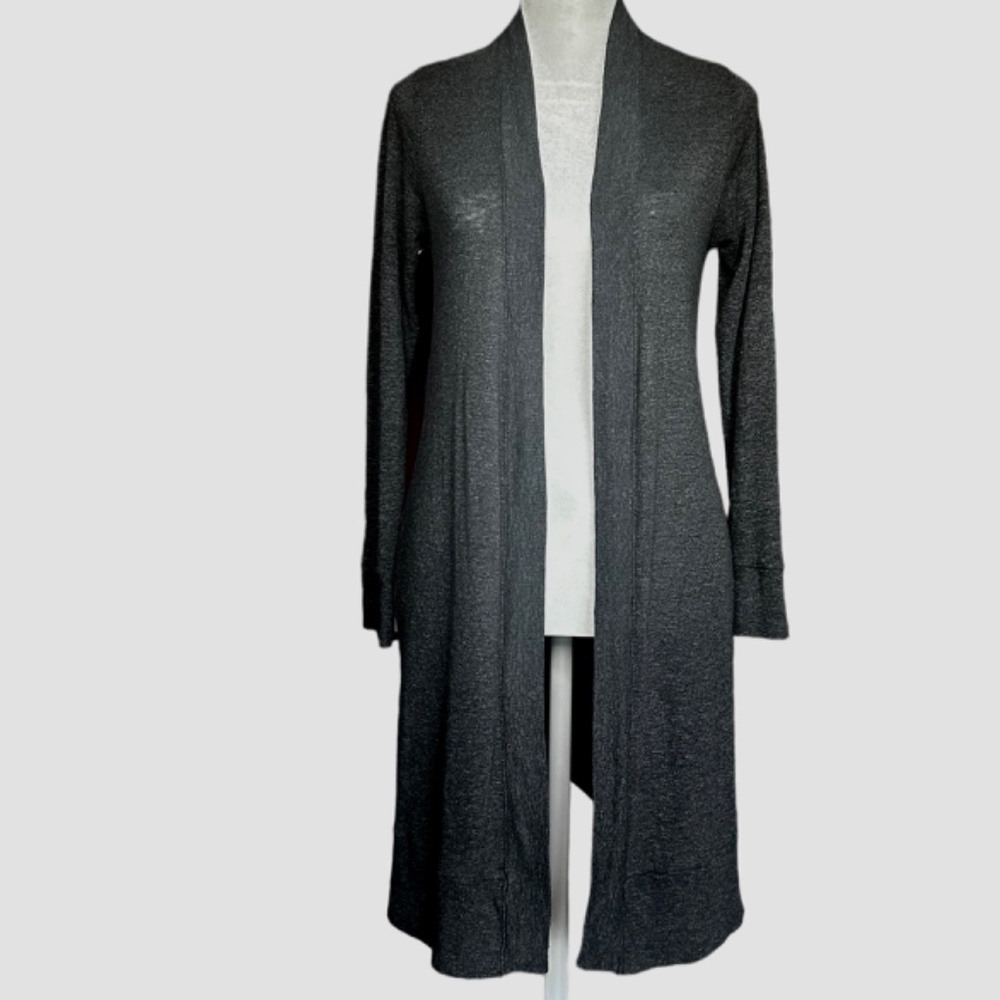Monrow Ruched‎ Back Charcoal Gray Cardigan Sz S